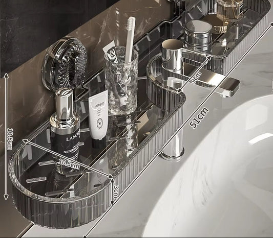 Faucet Suction Cup Organizer Bathroom Wall-Mounted Storage Rack Space-Saving Shelf for Toilet Washbasin Countertop