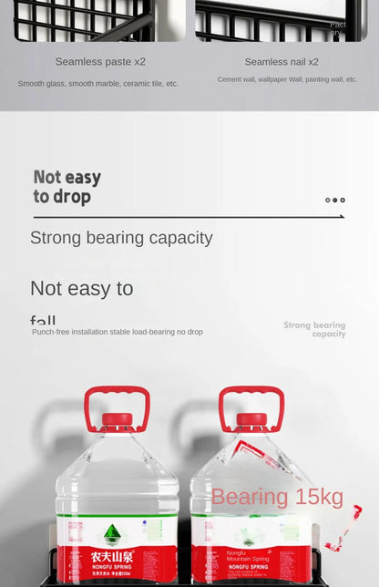 Non-Perforated Wall Mount Kitchen Storage Rack | All-in-One Spice Rack, Dish Rack, and Sink Shelf Organizer