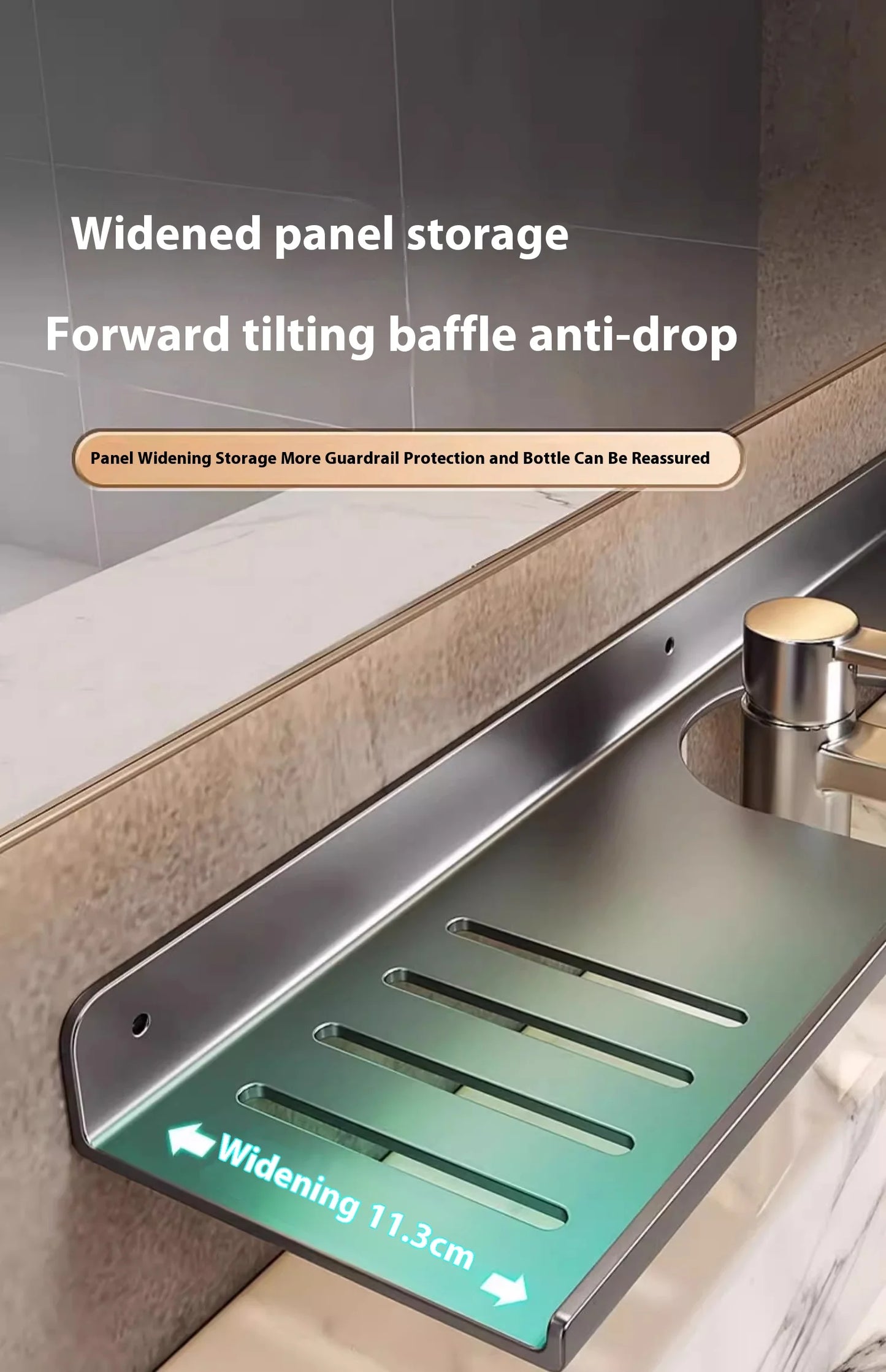 Kitchen and bathroom storage rack, washbasin rack, suction cup mirror, front rack, bathroom sink, faucet, wall mounted