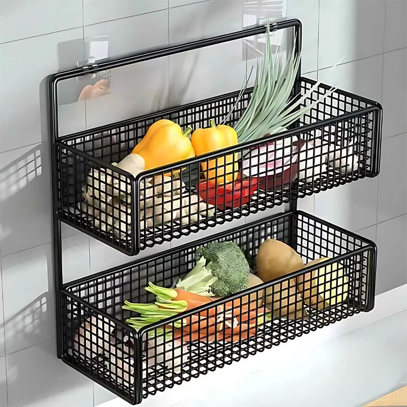 Non-Perforated Wall Mount Kitchen Storage Rack | All-in-One Spice Rack, Dish Rack, and Sink Shelf Organizer