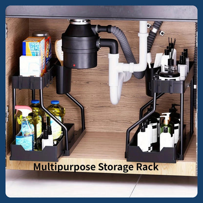 Bathroom Sink & Kitchen Storage Rack - Multi-layer Pull-out, Perfect for Sundries and Seasoning Organization Cabinet Organizer