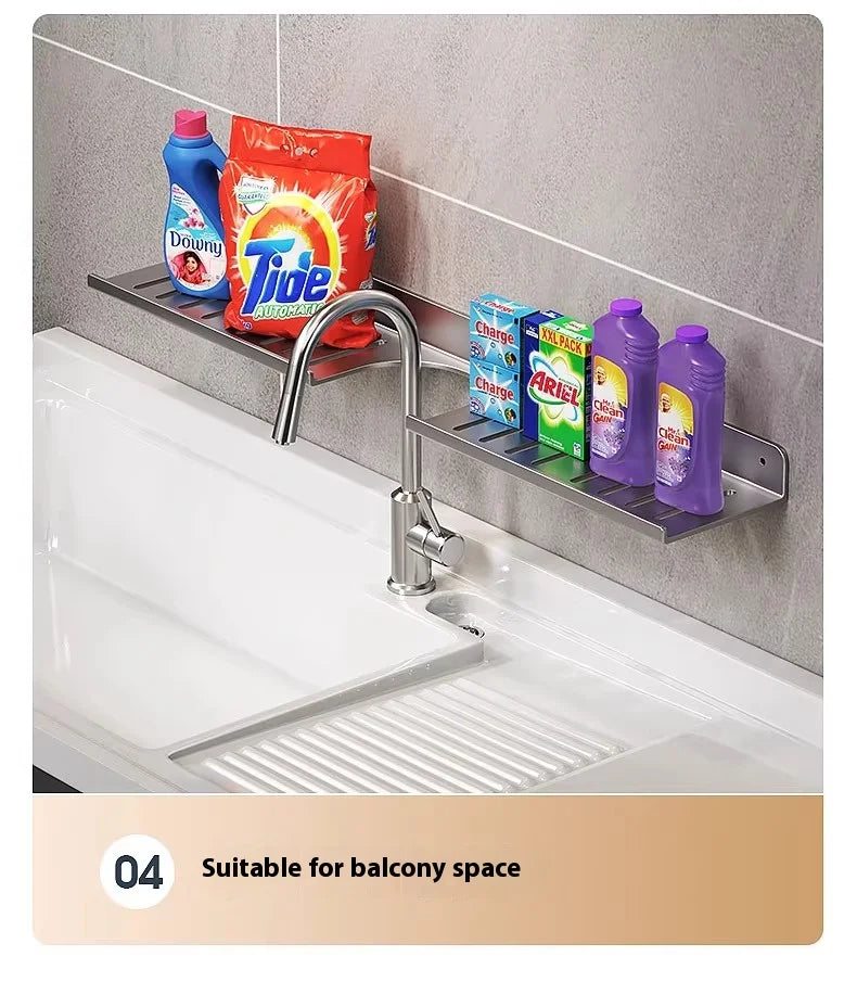 Kitchen and bathroom storage rack, washbasin rack, suction cup mirror, front rack, bathroom sink, faucet, wall mounted