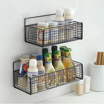 Non-Perforated Wall Mount Kitchen Storage Rack | All-in-One Spice Rack, Dish Rack, and Sink Shelf Organizer