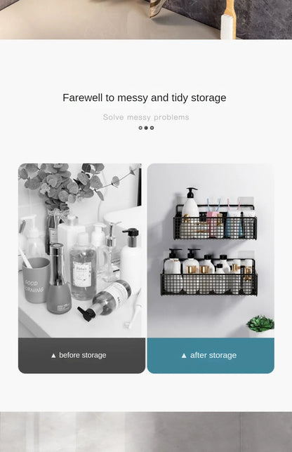 Non-Perforated Wall Mount Kitchen Storage Rack | All-in-One Spice Rack, Dish Rack, and Sink Shelf Organizer