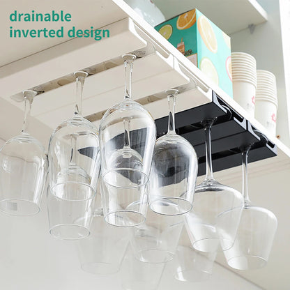 Kitchen Cabinet Free Punching Holder Wine Glass Rack Multi-Function Goblet Classification up Organizer Hanging Holder Shelf
