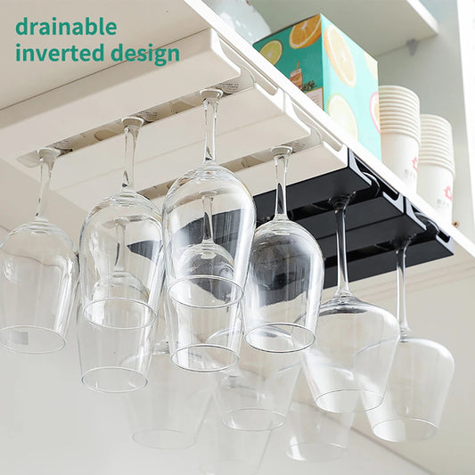 Kitchen Cabinet Free Punching Holder Wine Glass Rack Multi-Function Goblet Classification up Organizer Hanging Holder Shelf