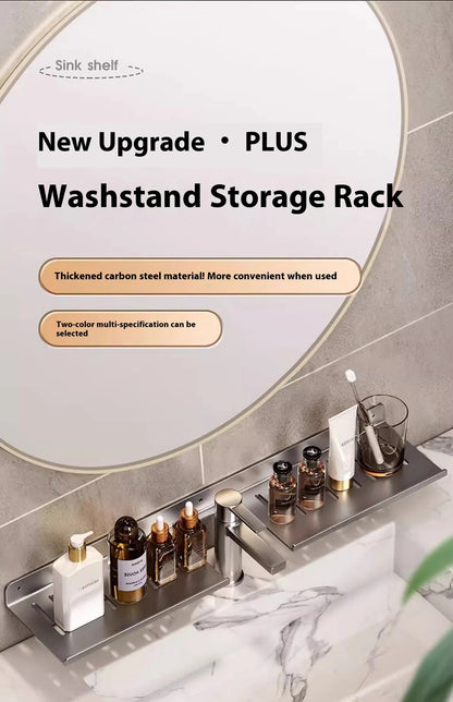 Kitchen and bathroom storage rack, washbasin rack, suction cup mirror, front rack, bathroom sink, faucet, wall mounted