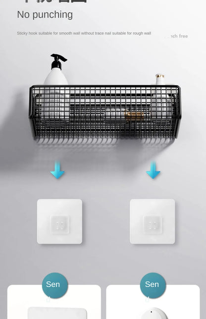 Non-Perforated Wall Mount Kitchen Storage Rack | All-in-One Spice Rack, Dish Rack, and Sink Shelf Organizer