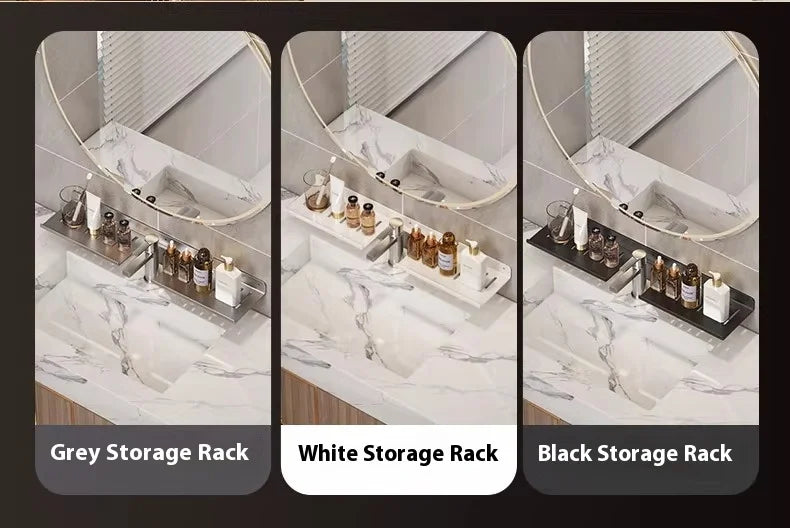 Kitchen and bathroom storage rack, washbasin rack, suction cup mirror, front rack, bathroom sink, faucet, wall mounted