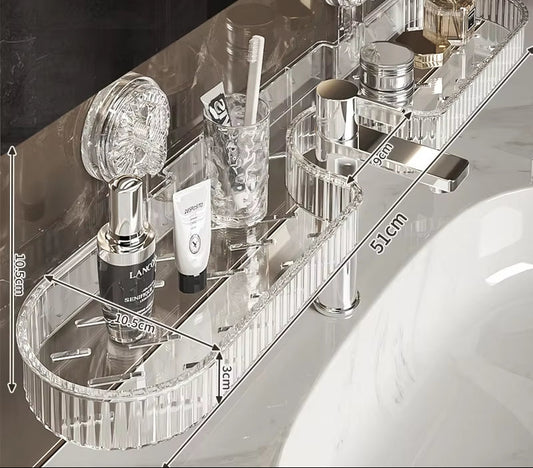 Faucet Suction Cup Organizer Bathroom Wall-Mounted Storage Rack Space-Saving Shelf for Toilet Washbasin Countertop