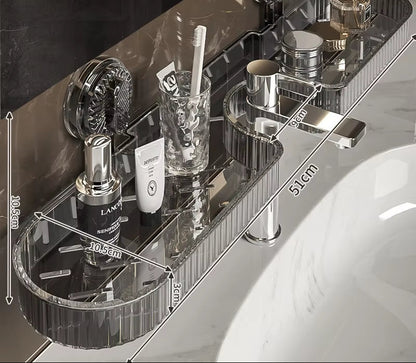 Faucet Suction Cup Organizer Bathroom Wall-Mounted Storage Rack Space-Saving Shelf for Toilet Washbasin Countertop